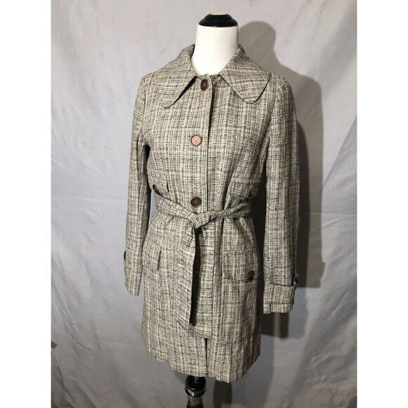 Patrizia Pepe Beige/Brown Coat Cotton Blend Belted Size 44 Italy - Picture 1 of 12